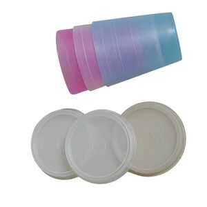 Tupperware Shotglass Cups Lids Set Translucent Pink Blue White 101-18 101-26